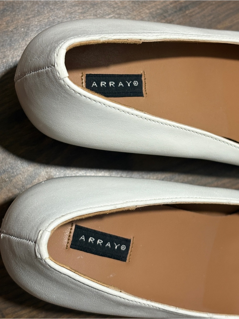 Array Ivory Leather Round-Toe Ballet Flats - Picture 2 of 4
